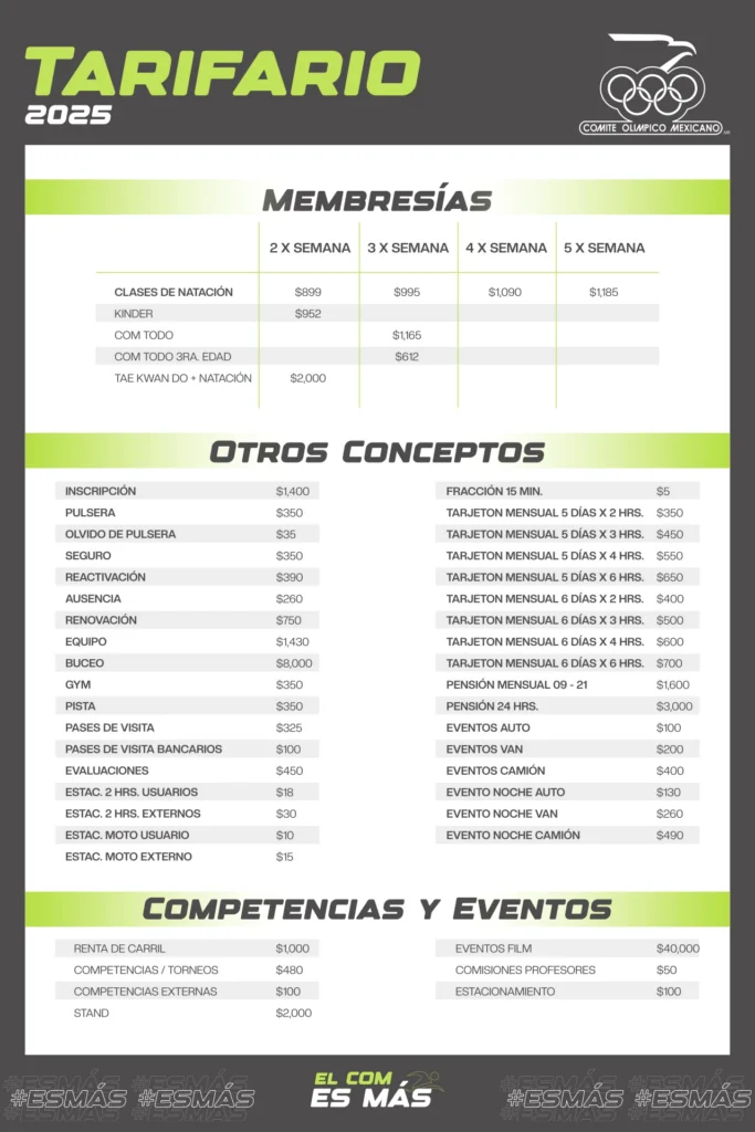 Tarifas Centro Acuático COM Fit Integra