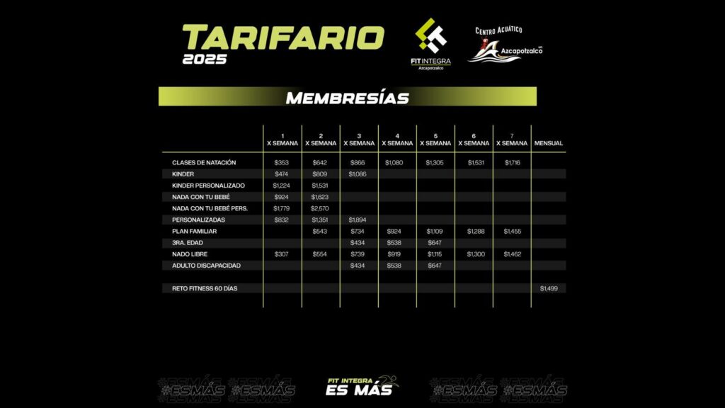 Tarifas Azcapotzalco Fit Integra