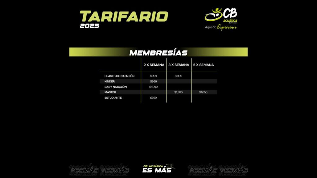 Tarifas CB Acuática Casa Blanca Fit Integra