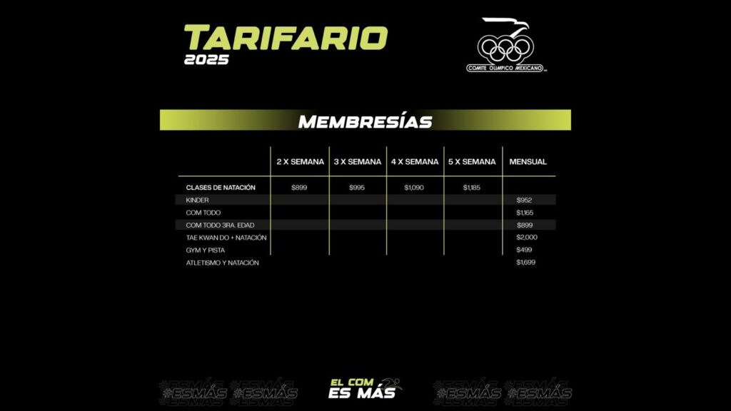 Tarifas Centro Acuático COM Fit Integra