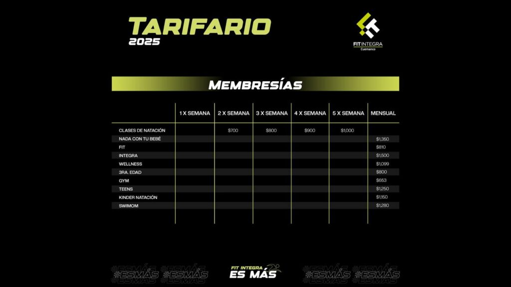 Tarifas Cuemanco Fit Integra