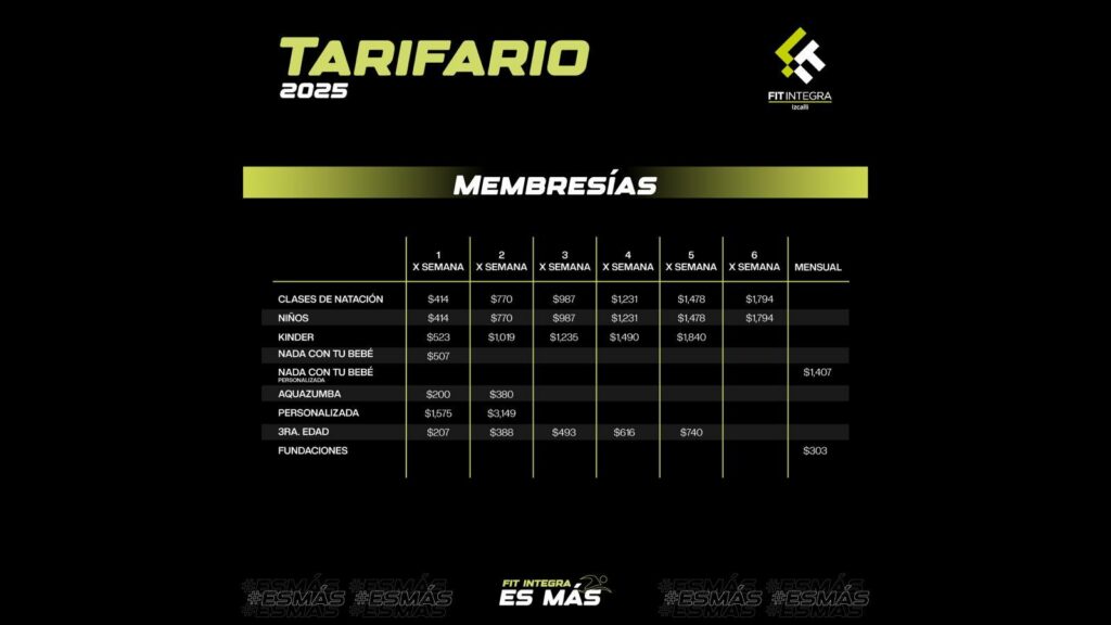 Tarifas Izcalli Fit Integra